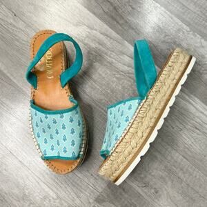 Souleiado Espadrille Sandal Platform Printed Sling Back Made Spain Size 38 (7.5)